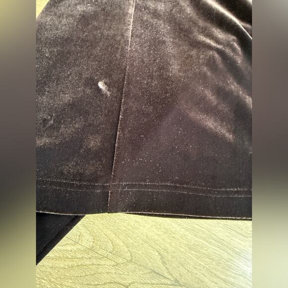 Vintage Tadashi Chocolate Brown Velvet Midi Skirt with Side Slit Size Large - Picture 9 of 9